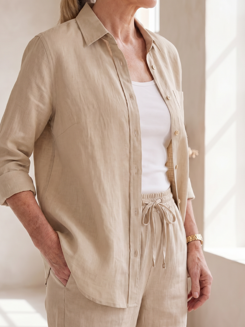 Long Sleeve Shirt and Tapered Pants Two Piece Set