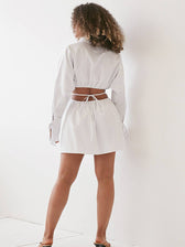 Long Sleeve Cut Out Collared Mini Dress 3