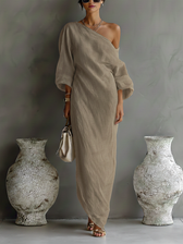One Shoulder Long Sleeve Maxi Dress Summer 3