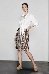 Natural Linen Leaf Vacation Skirt