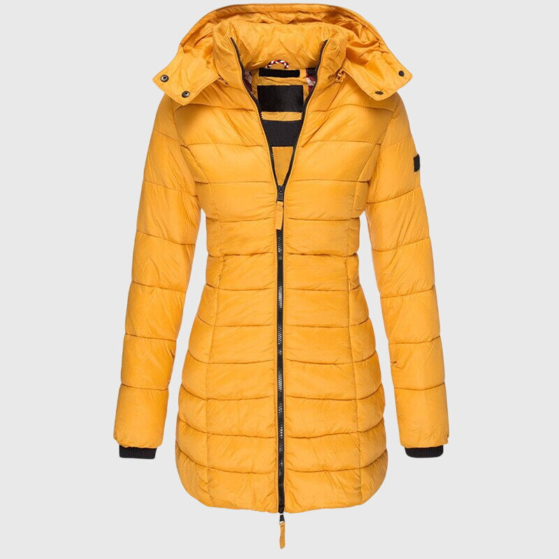 Hooded Zip Front Longline Puffer Jacket