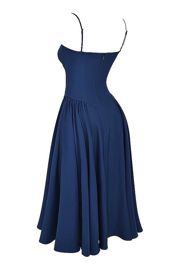 Underwire Sweetheart Corset Cami Drop Waist Full Skirt Midi Dress 14