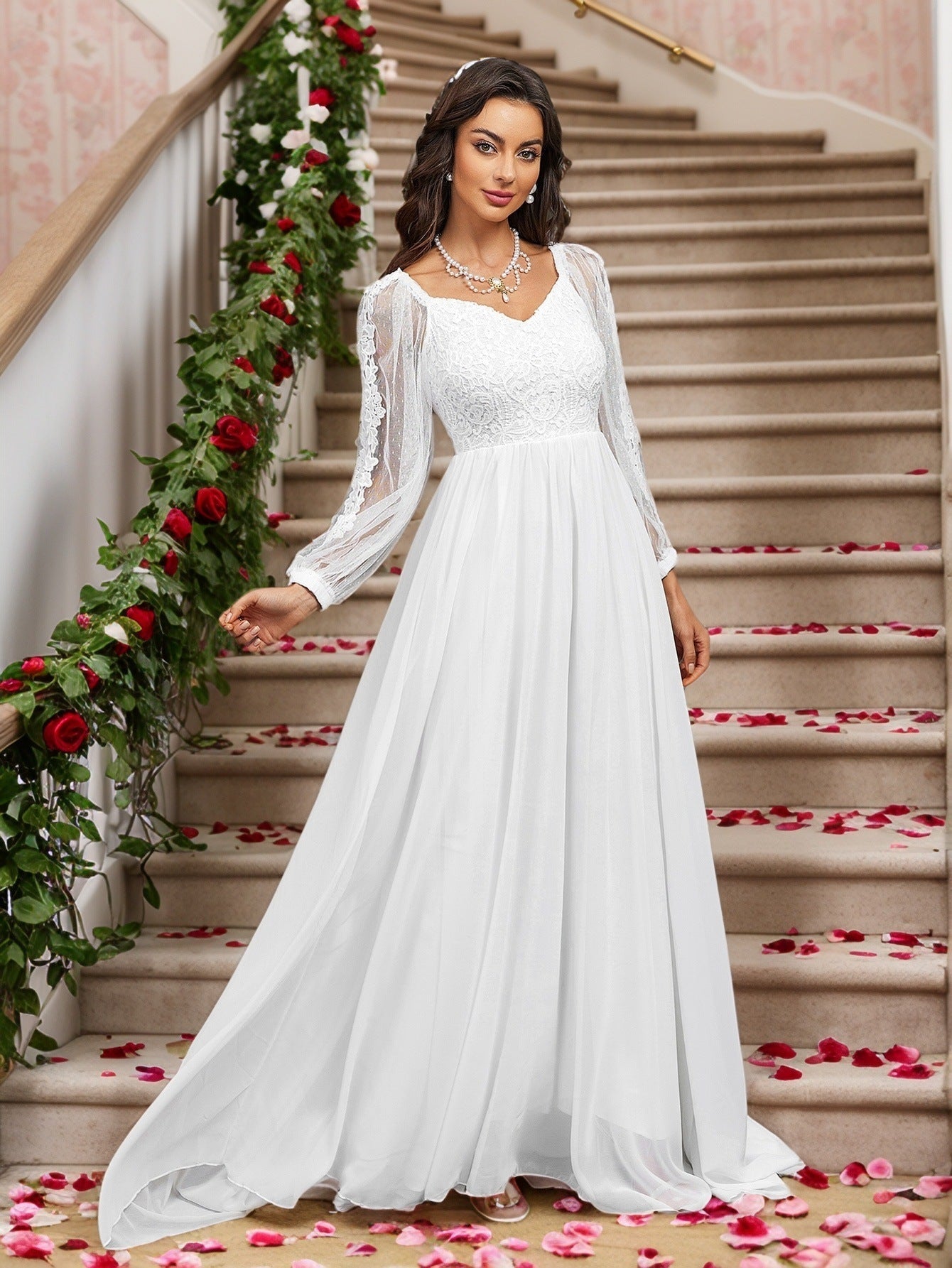 Lace Long Sleeve Dress Jumpsuit Lace Cocktail Wedding Dress - View 6