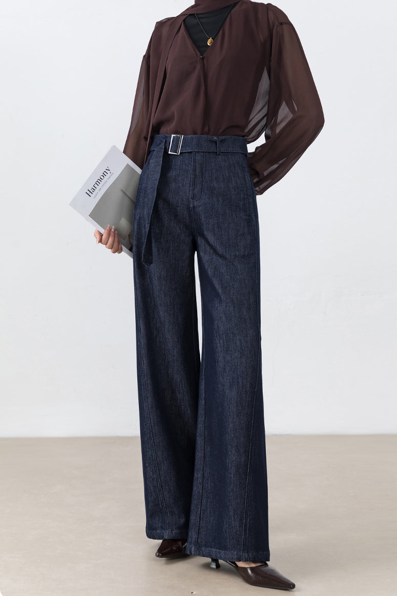 High-Waist Wide-Leg Denim Jeans
