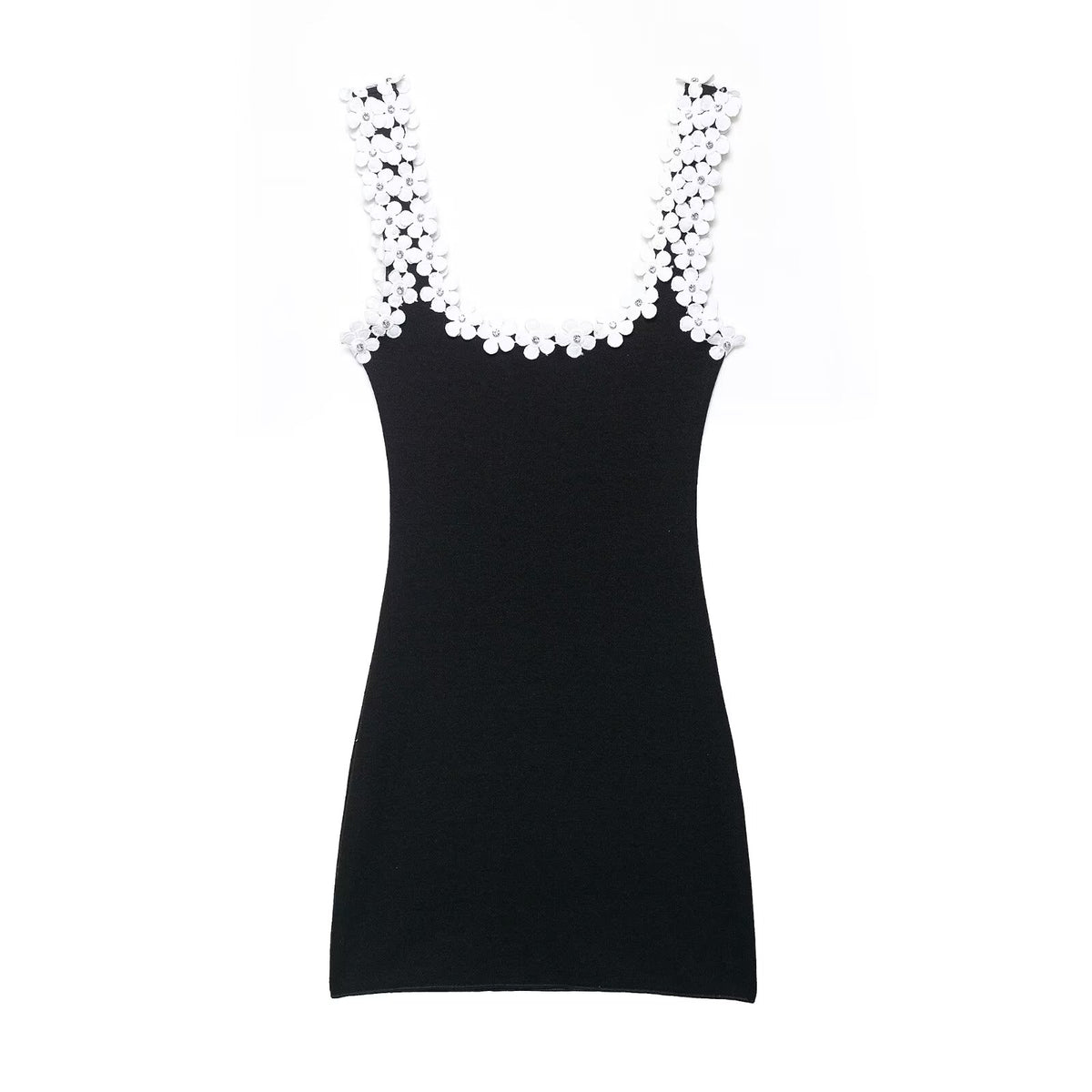 Daisy Trim Square Neck Sleeveless Knit Bodycon Mini Dress 2