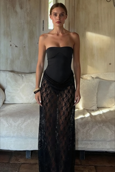 Sexy Lace Strapless Backless Sheer Mesh Solid Party Dress 2