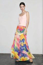 Retro Oil Print Elegant Vacation Skirt