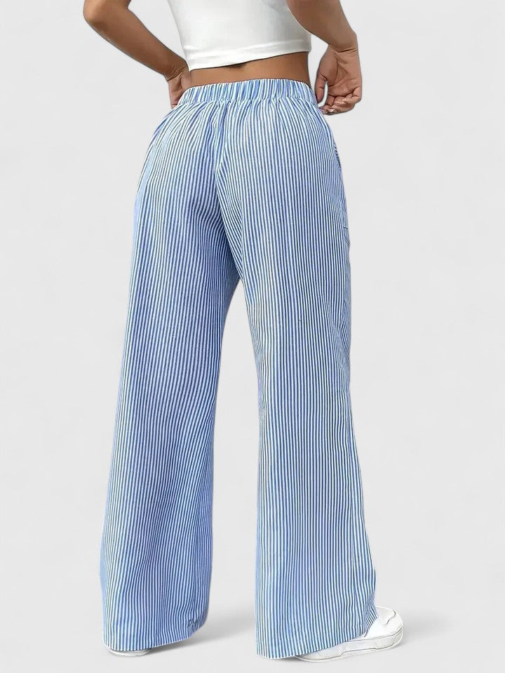 High Waist Striped Wide Leg Pants