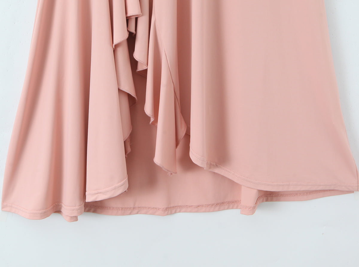 Halter Neck Plunging Backless Ruffle Asymmetric Hem Mini Dress 7