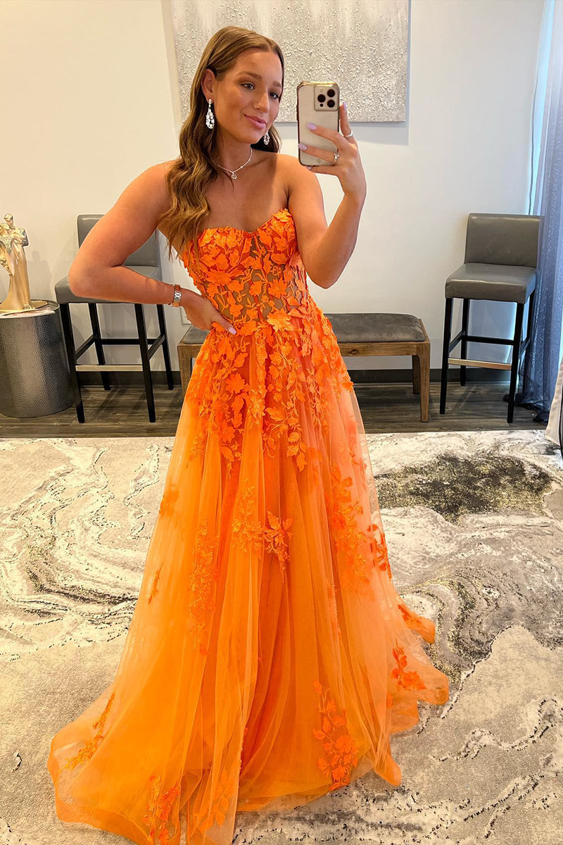 14707 - Sweetheart Appliques Bone Bodice Prom Evening Dress