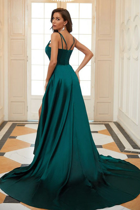 Satin High Slit Maxi Formal Dress