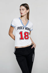 Colorblock V Neck Fitted T-shirts