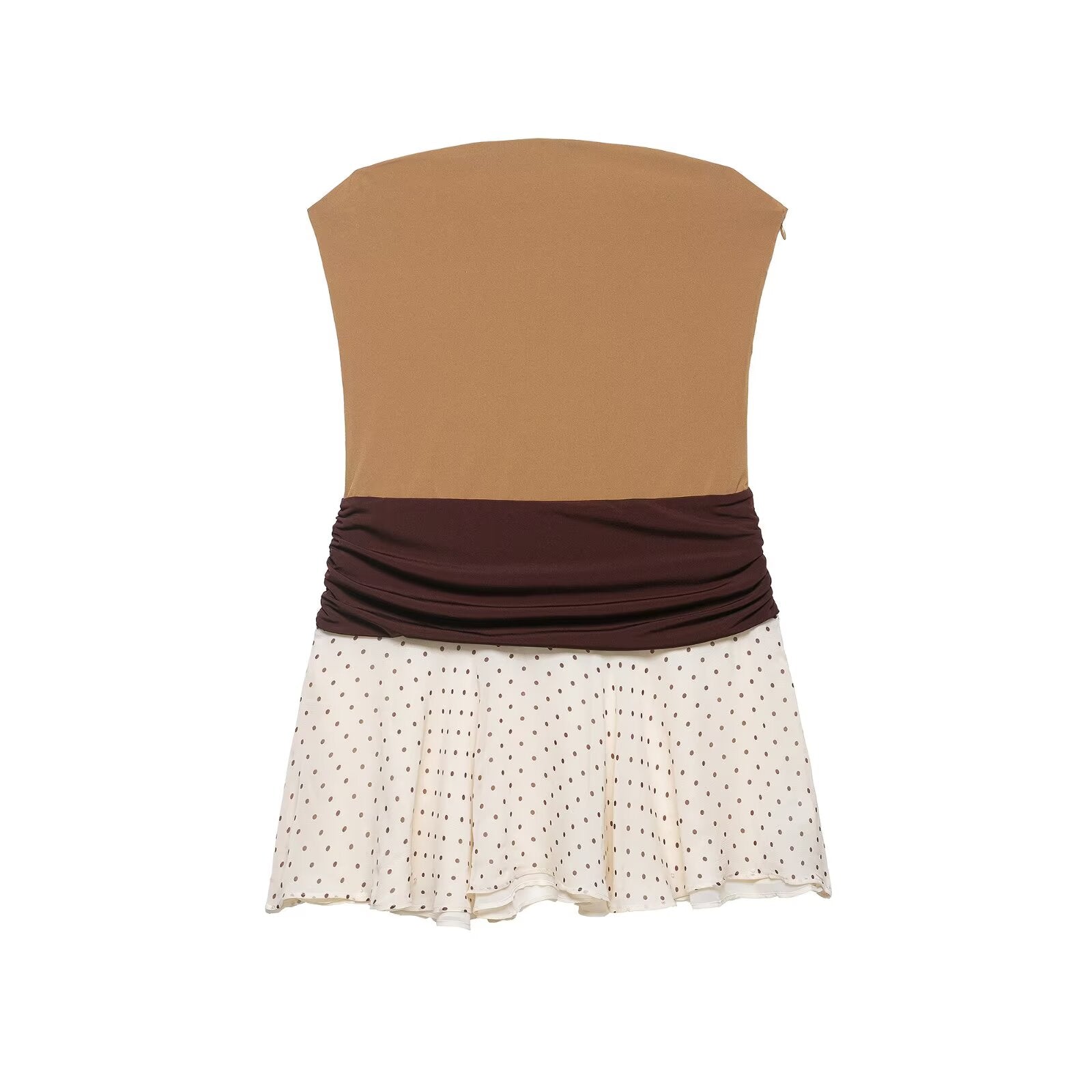 Women Clothing Spring Graceful Tube Top Sleeveless Stitching Contrast Color Dress