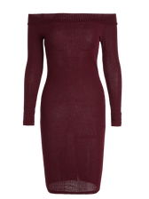 Bodycon Long Shoulder Arm Off Dress Xl / Wine Red Dresses