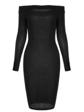 Bodycon Long Shoulder Arm Off Dress M / Black Dresses