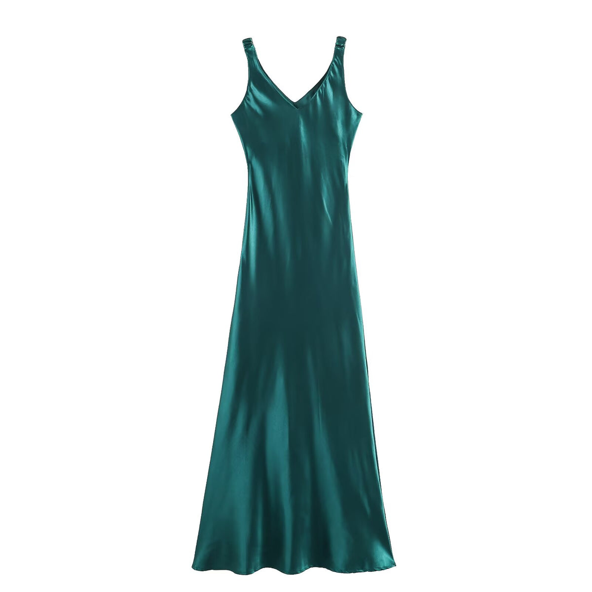 Spring Simple Thin Waist Tight Graceful Satin Dress