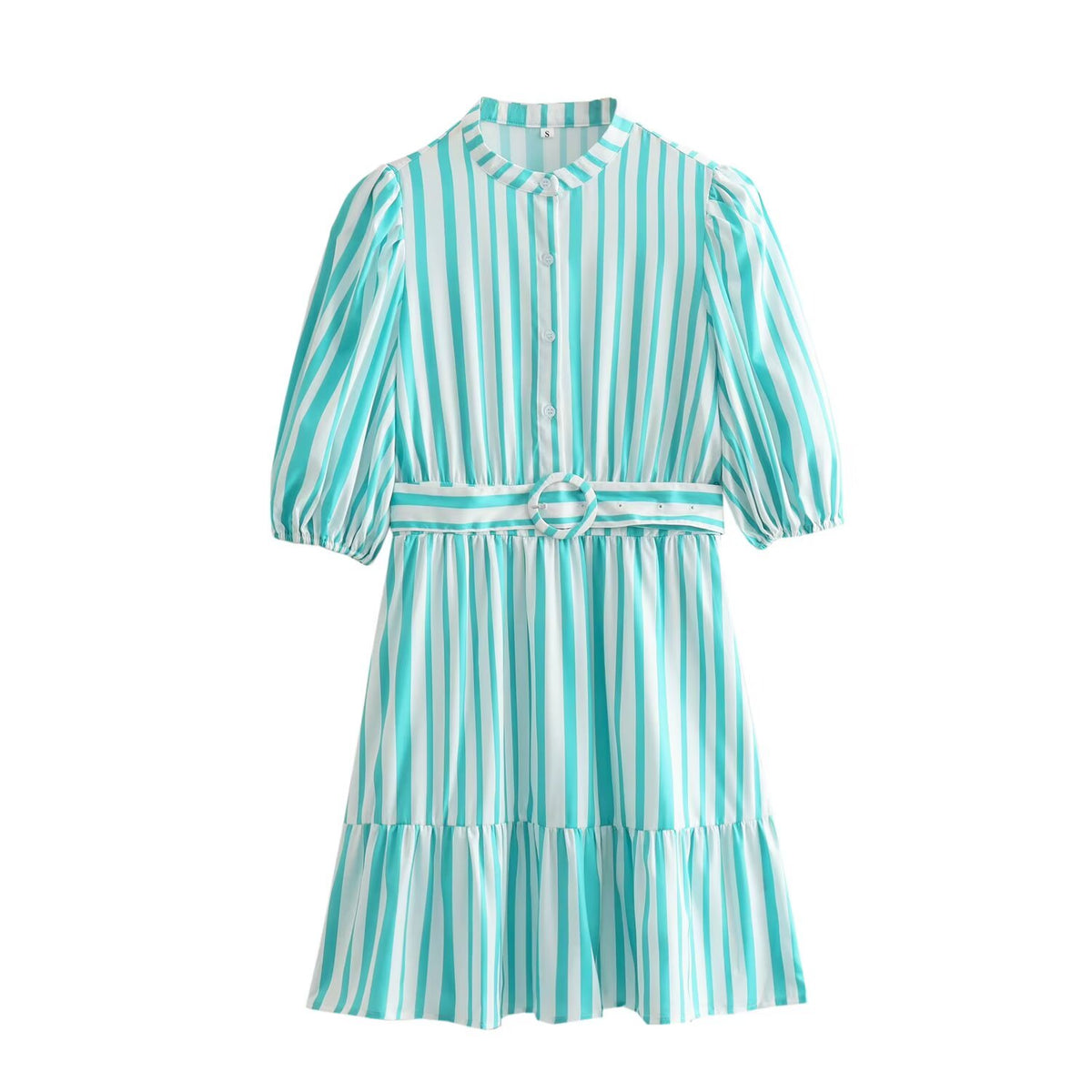Popular Women Clothing Puff Sleeve Striped Dress