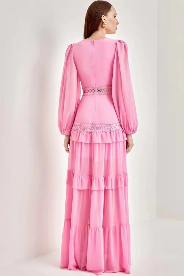Lorie Long Sleeve Ruffle Gown 8