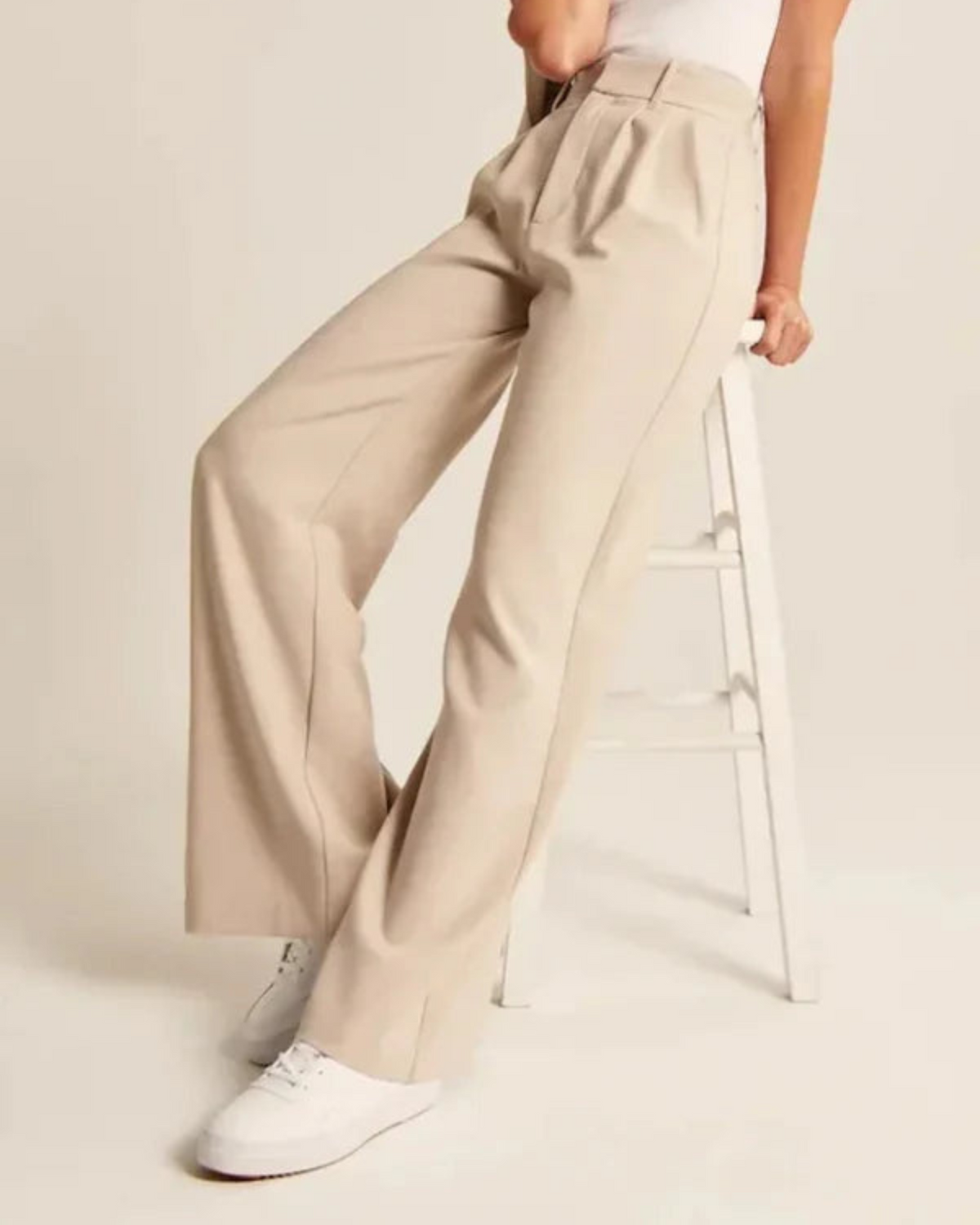 High Waist Pleated Wide Leg Trousers