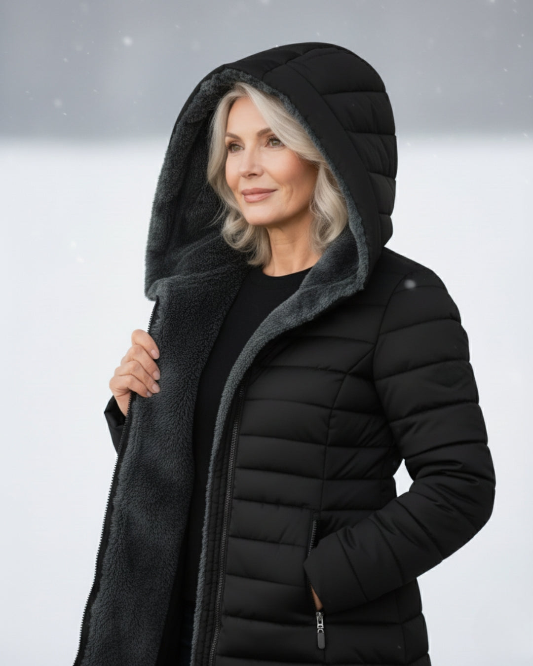Hooded Faux Fur Lined Quilted Longline Puffer Coat
