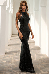 Halter-Neck Sequin Dress