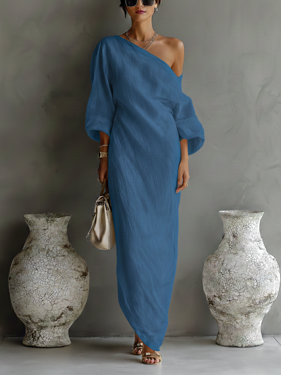 One Shoulder Long Sleeve Maxi Dress Summer 4