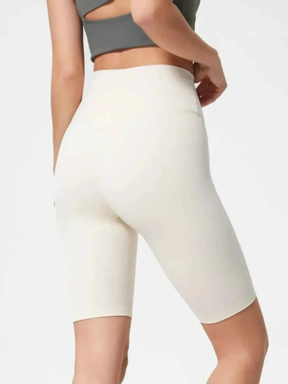 High Waist Wide Waistband Knee Length Active Biker Shorts 13