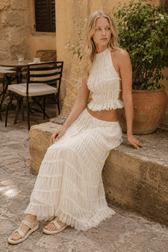 2Piece Skirt Set for Women Lace Up Back Tank Tops Tie Up High Waist Long Skirts Outfits Fairy Vacation Cottagecore Lace Dress