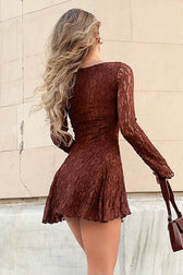 Elegant V Neck Bodycon Lace Dress - View 7