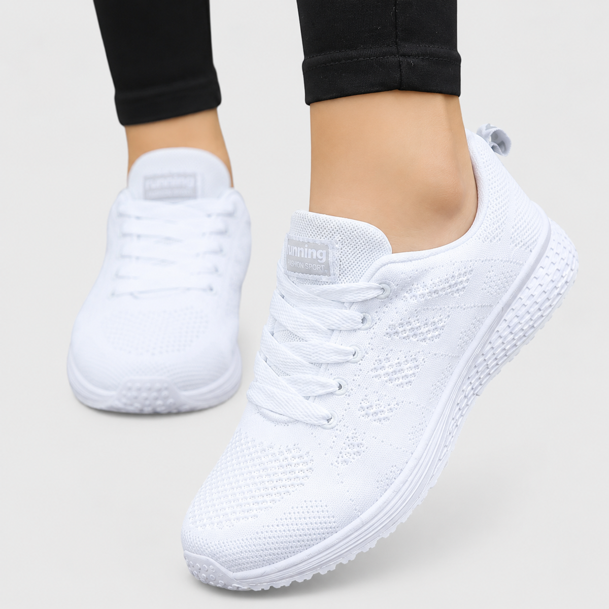 Lace Up Mesh Knit Running Sneakers