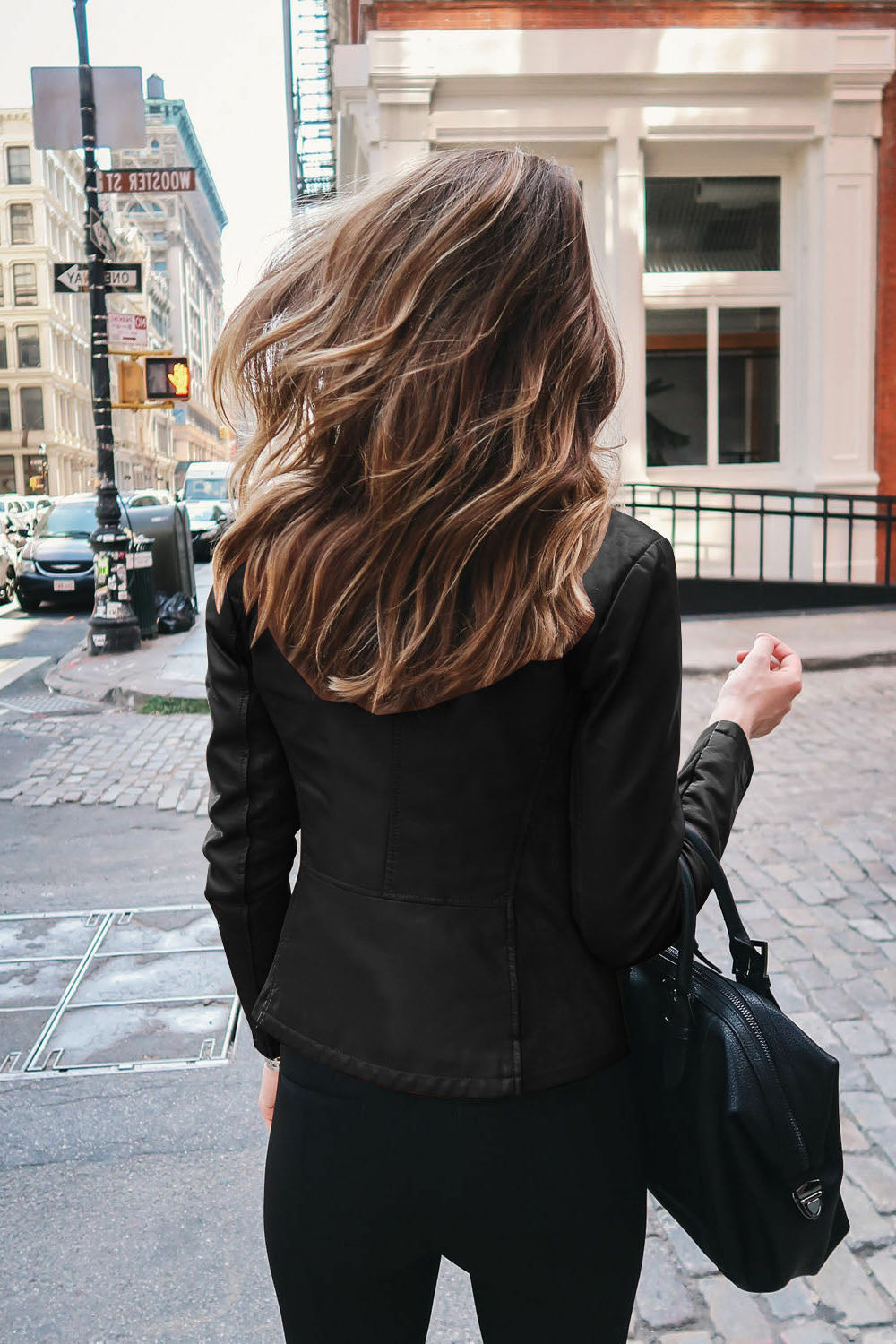 Solid Zipper Front Faux Leather Crop Jacket