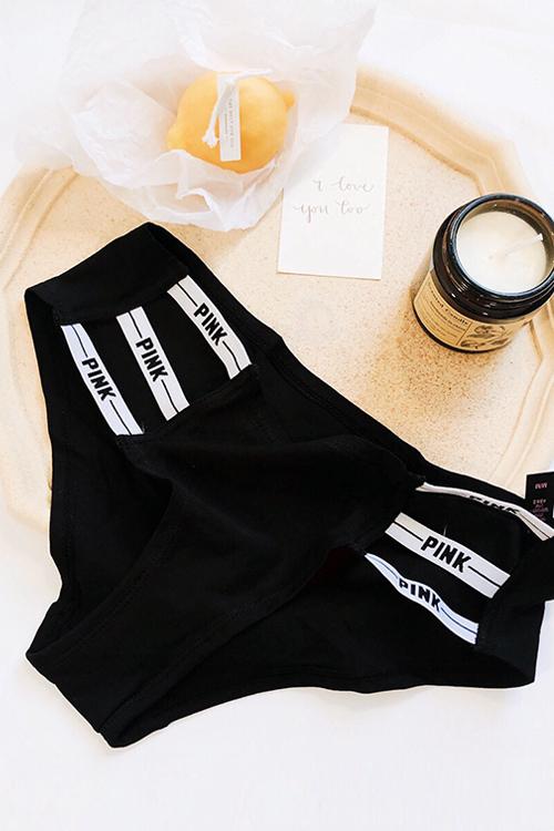 Letter Print Hollow Panty