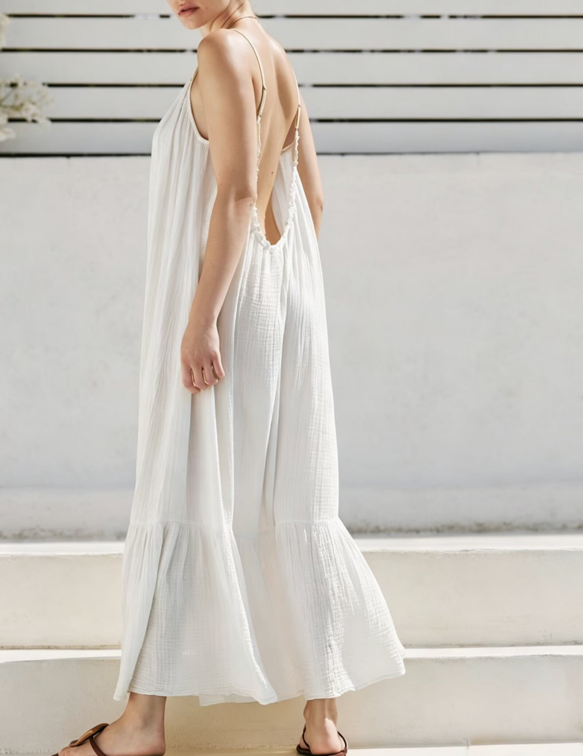 Women Clothing Spring Simple Vacation Backless Camisole Dress