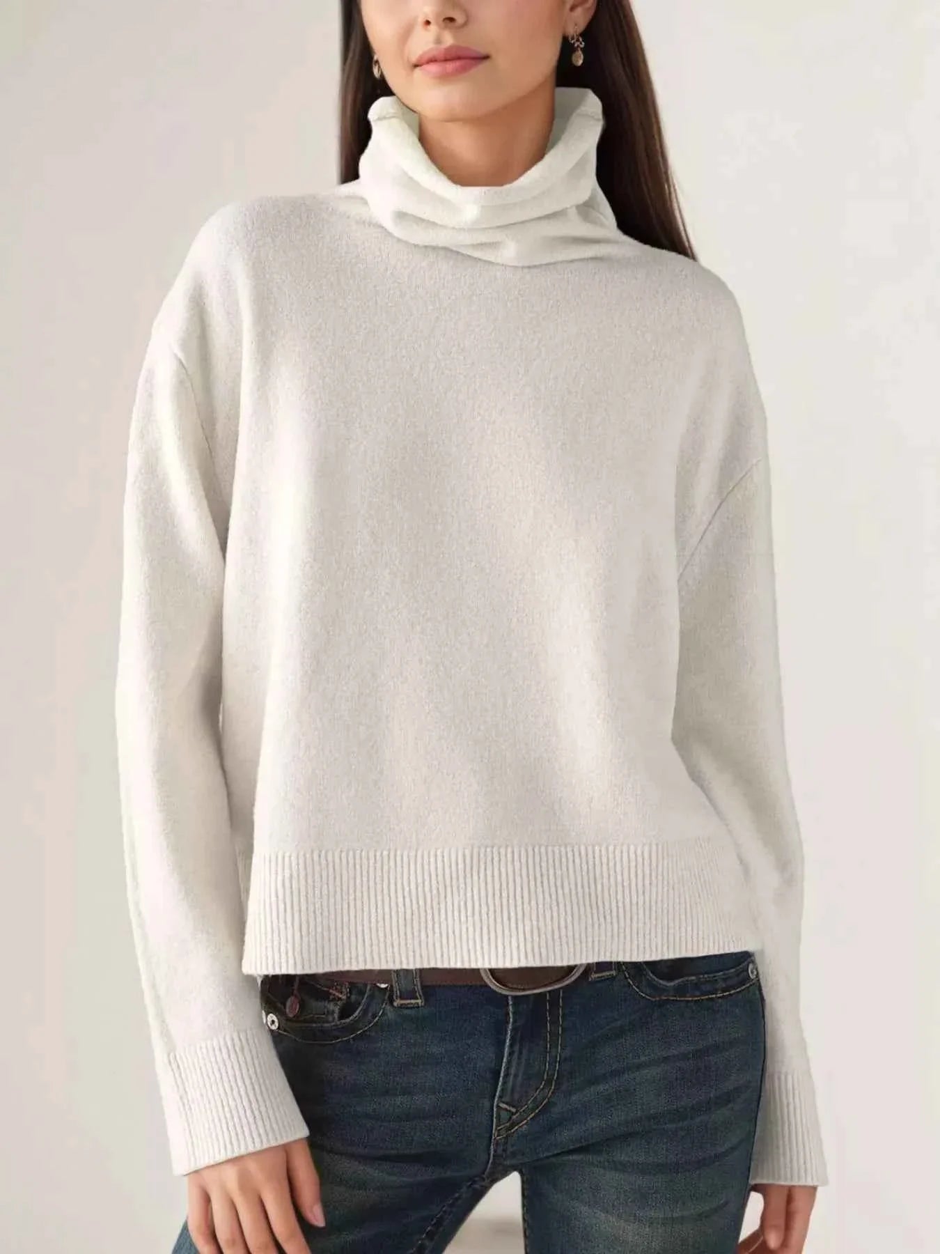 Turtleneck Dropped Shoulder Sweater