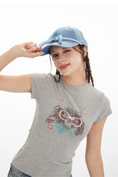 Edgy Crystal Embellished Tee T-Shirt