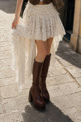 Asymmetrical Stitched Lace Skirt