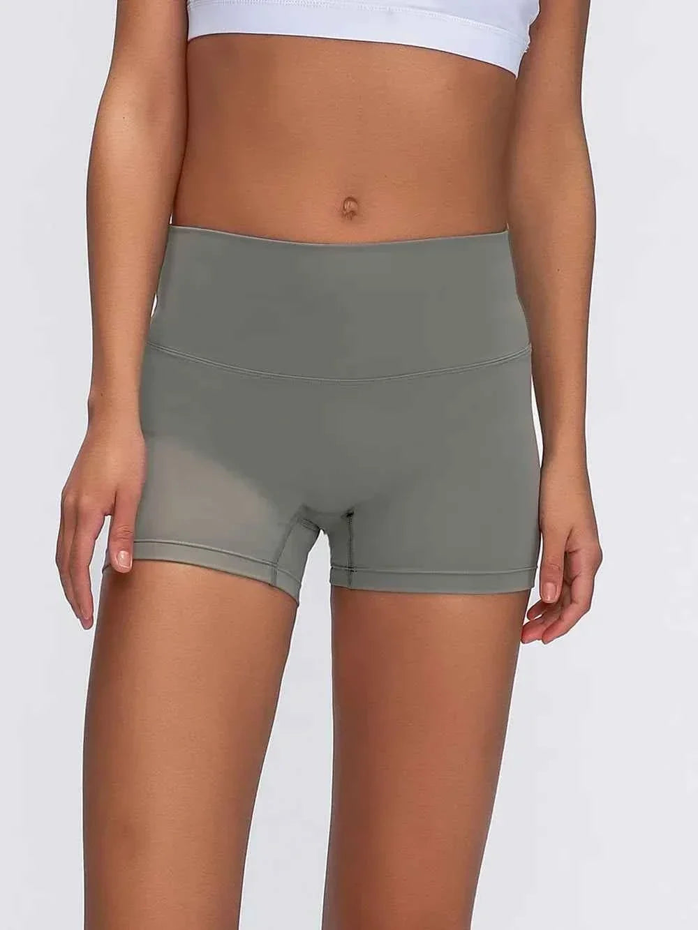 Wide Waistband High Waist Fitted Stretch Active Shorts 23