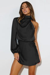 Satin One Shoulder Mini Dress 5