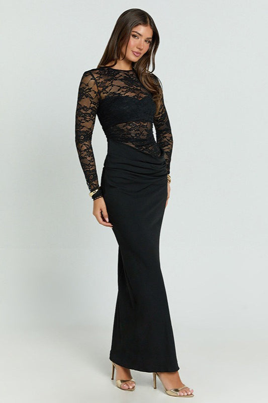 Lace Panel Bodycon Lace Dress