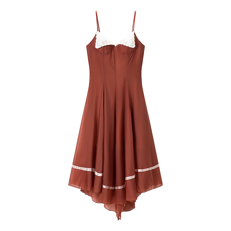 Women Office Embroidered Strap Dress