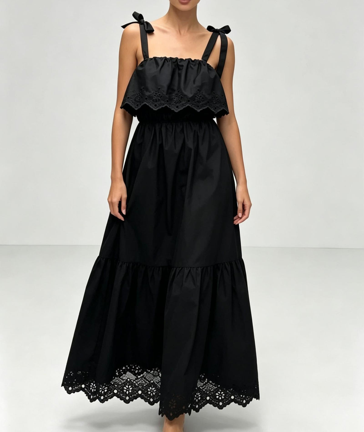 Women Clothing Fashionable Slim Solid Color Embroidered Strap Dress