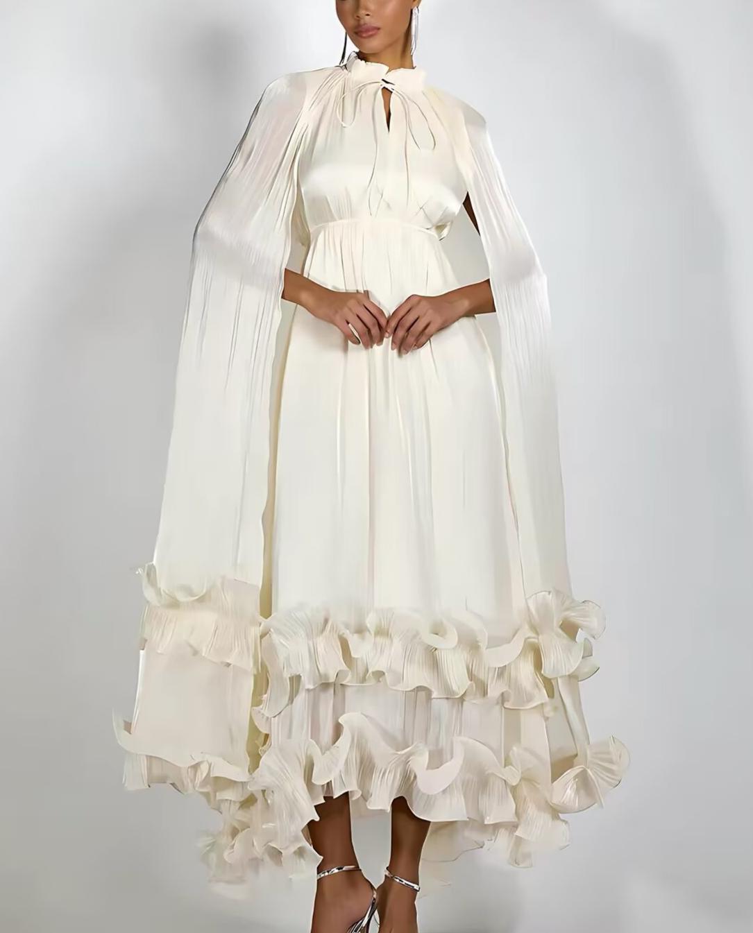 Trendy Wild Ruffle Ruffle Maxi Dress Shawl Ruffle Edge Dress