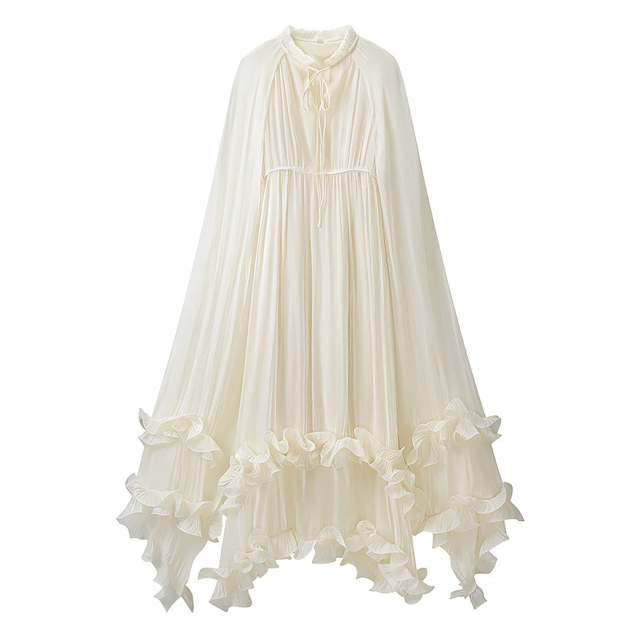 Trendy Wild Ruffle Ruffle Maxi Dress Shawl Ruffle Edge Dress