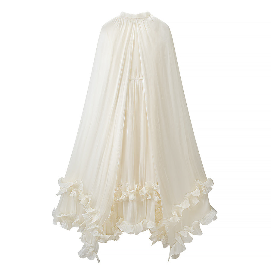 Trendy Wild Ruffle Ruffle Maxi Dress Shawl Ruffle Edge Dress