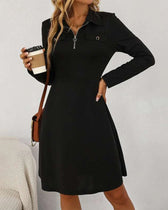 Elegant Knee-Length Dress with Lapels