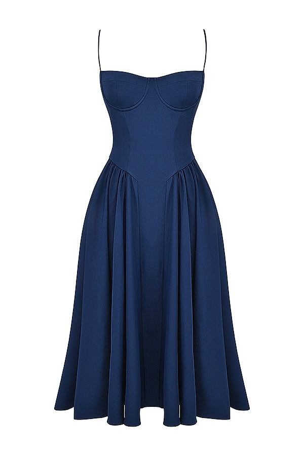 Underwire Sweetheart Corset Cami Drop Waist Full Skirt Midi Dress 13