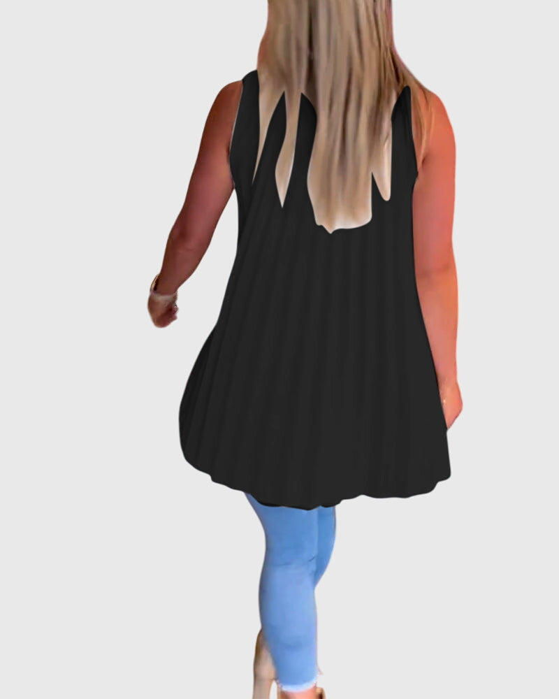 Collared Sleeveless High Low Blouse