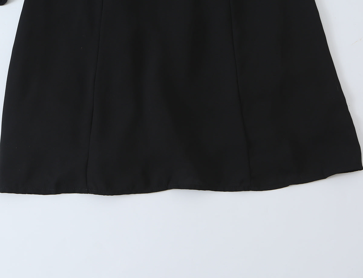Women Ear Bow Lace up Slim Fit Slimming Ninth Sleeve Dress