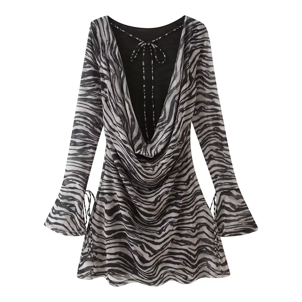 Women Animal Print Long Sleeve Dress