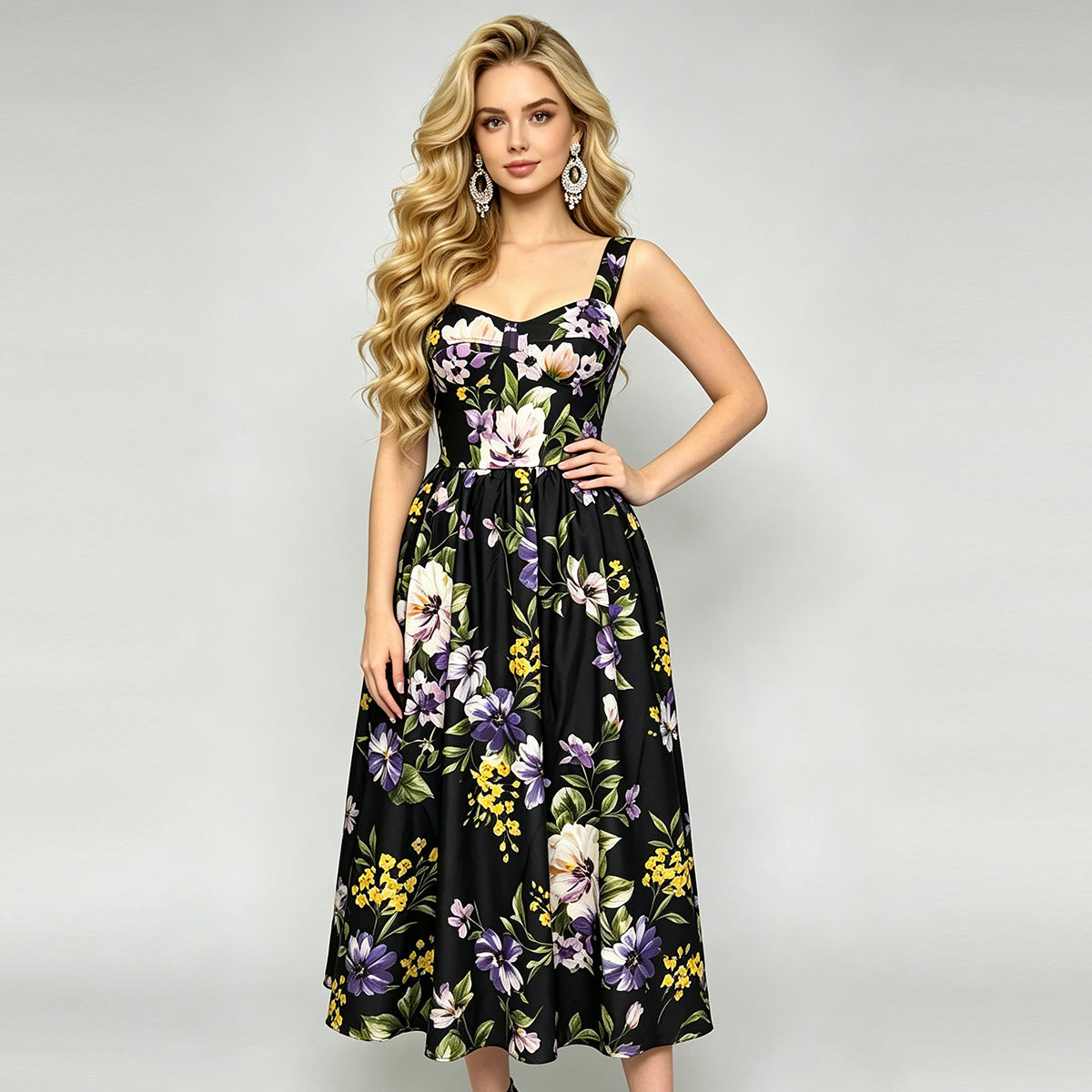 Women Summer Vacation Sleeveless Printed Dress